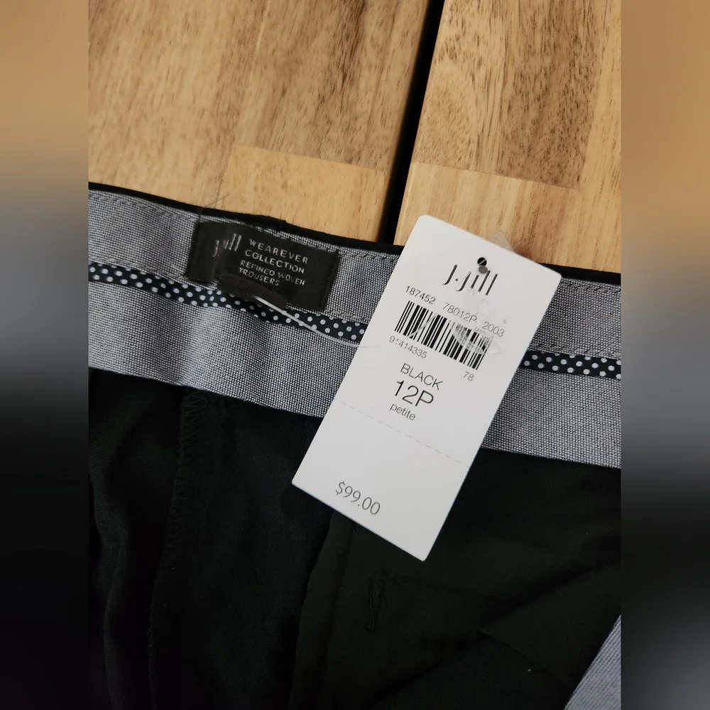 J. Jill Wearever Collection Pants Women's Black Woven Trousers 12 petite NWT - Picture 5 of 12